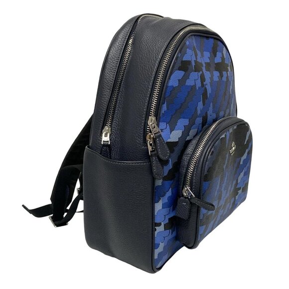Auth COACH Coat Backpack Graphic Plaid Print CN762 Blue Dark Navy Multi PVC - Picture 7 of 9